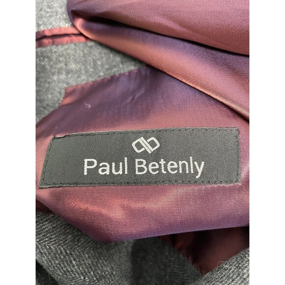Paul Betenly Lanificio Filarte 100% Wool Gray Herringbone Jacket Coat 46R - Picture 7 of 11